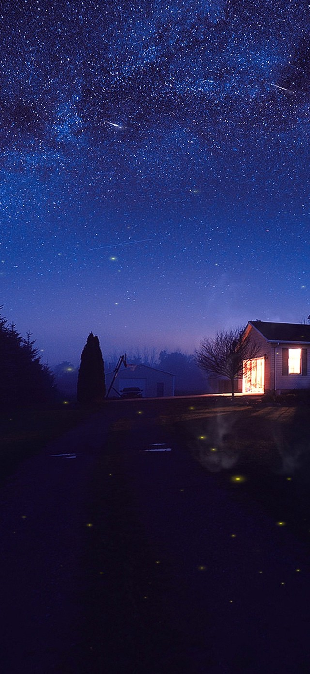 夜晚星空小屋