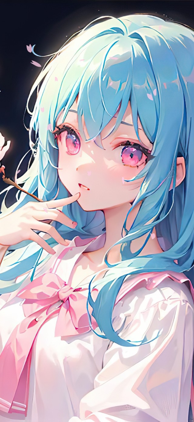 治愈蓝发樱花少女