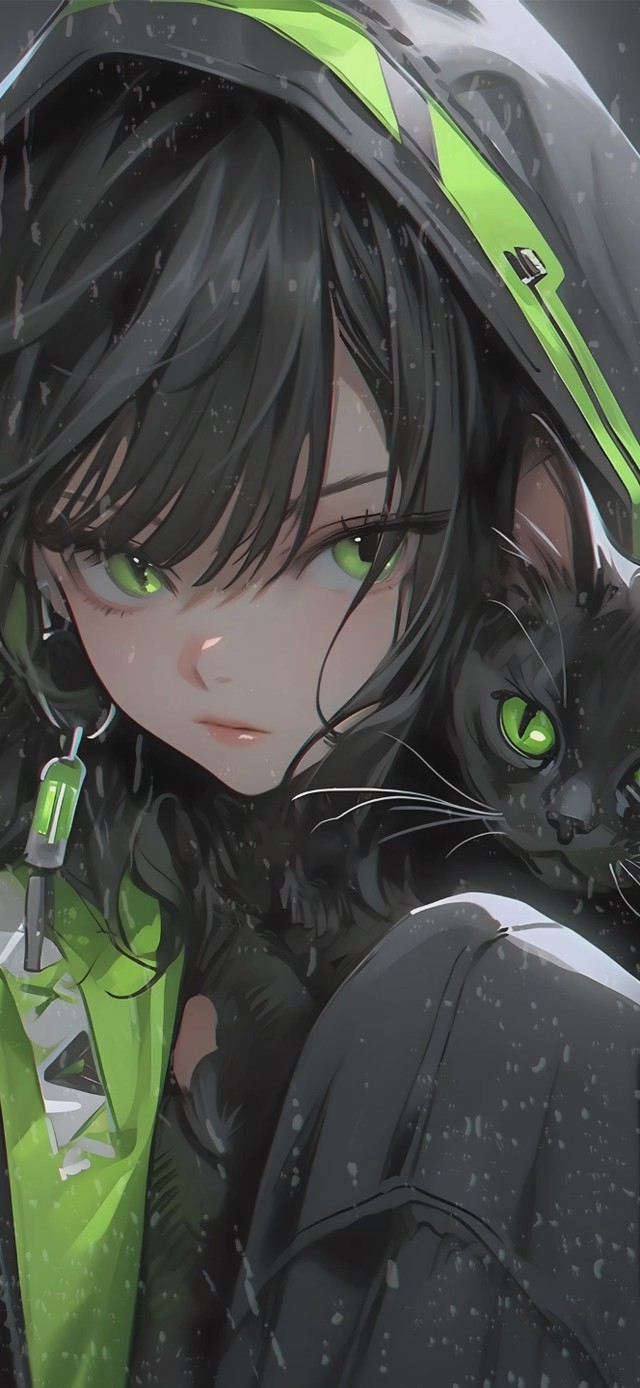 二次元女孩和猫咪
