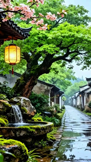 治愈雨后小镇4K