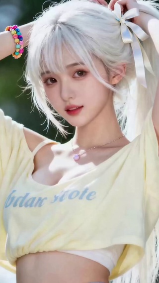 户外银发清纯甜系美少女