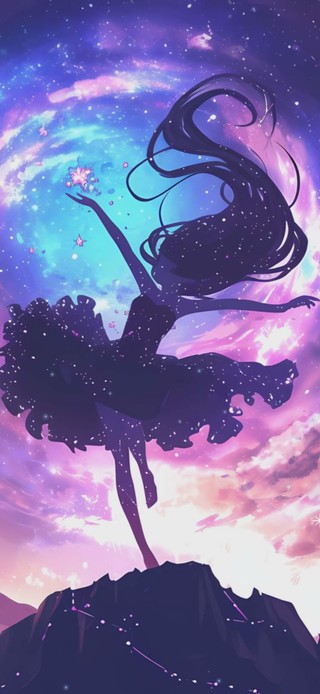 星空下女孩