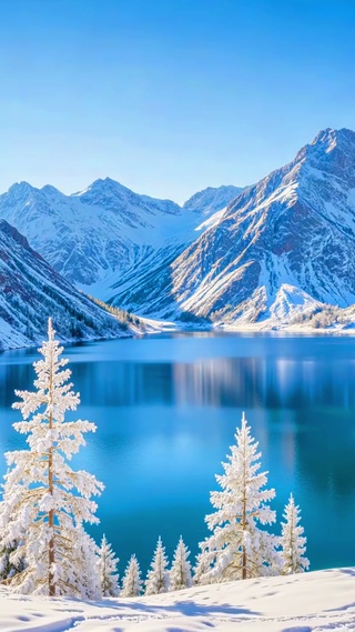 护眼晴天雪山冰湖