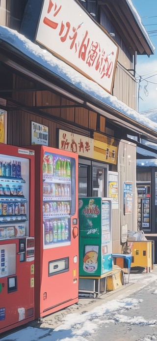 雪中街边便利店