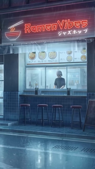 雨天的街道面馆