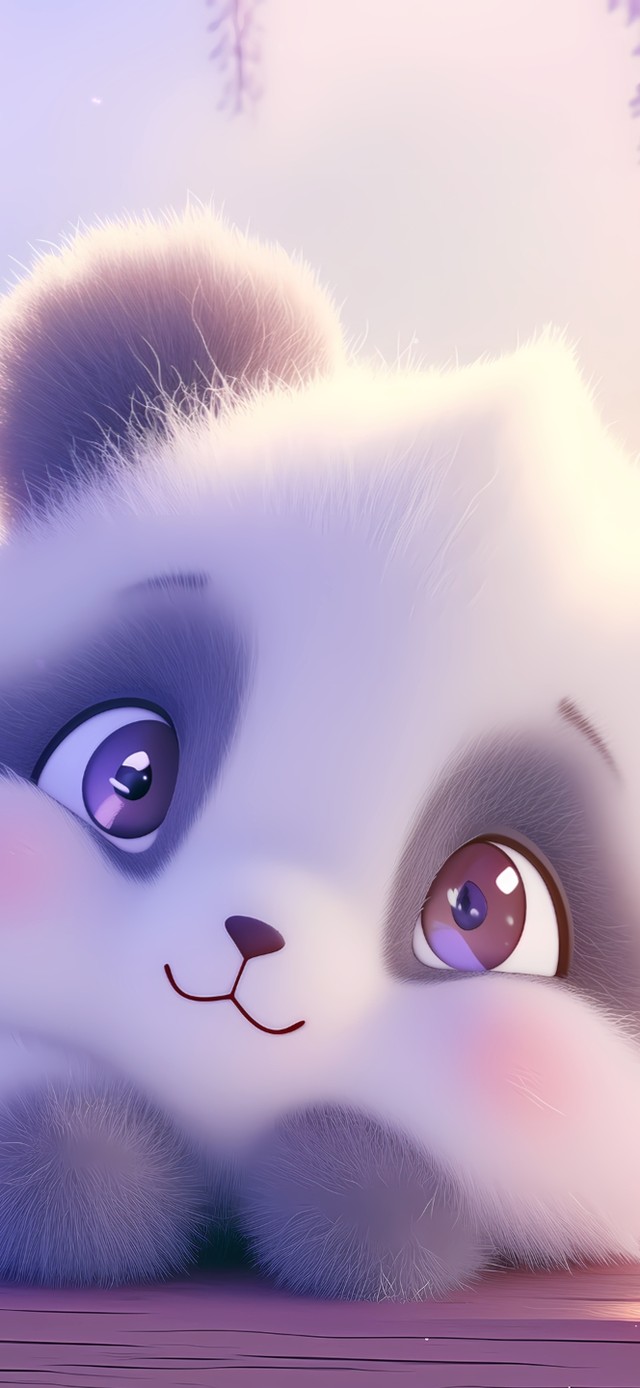 可爱紫藤树下熊猫