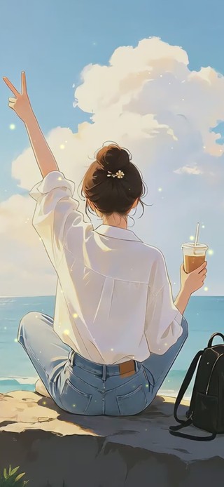 海边比耶女孩