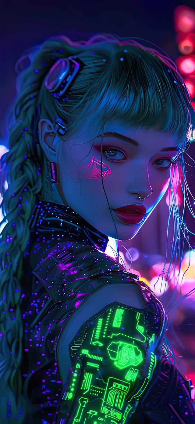 赛博全息服装少女