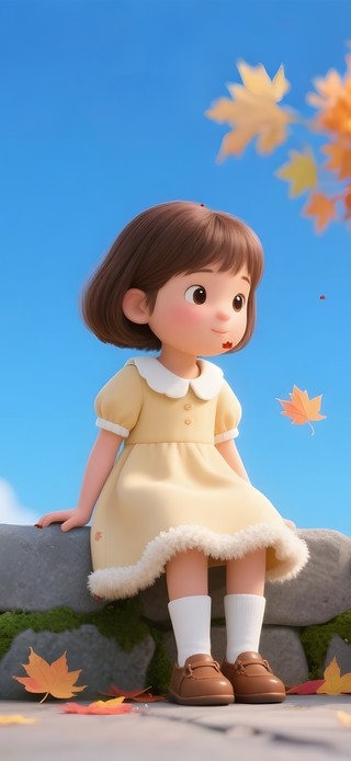 秋天女孩和猫咪