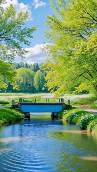 清新林间溪流自然美景