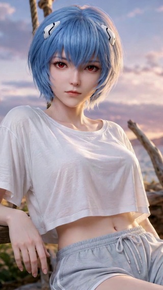 海边日落美少女凌波丽
