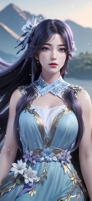 头发随风飘舞