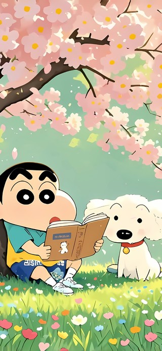 春天樱花树下小新