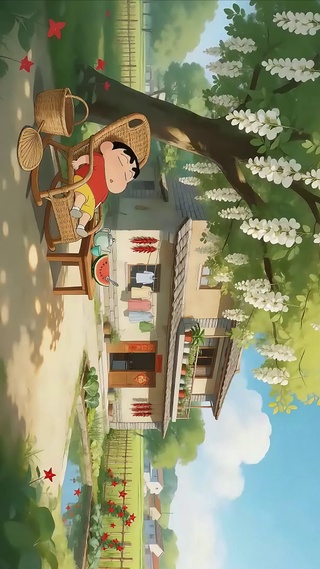 夏日槐花树小新