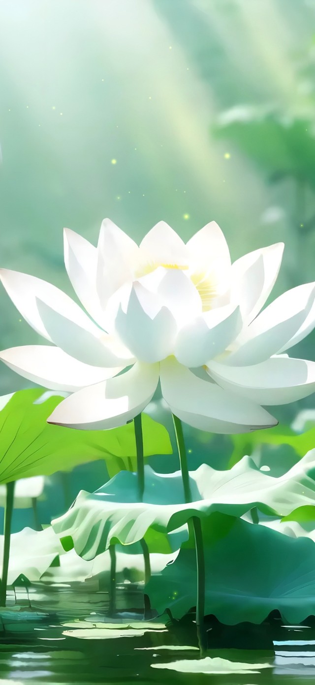 林间的白色荷花