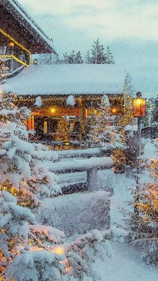 新年祝福圣诞节雪景