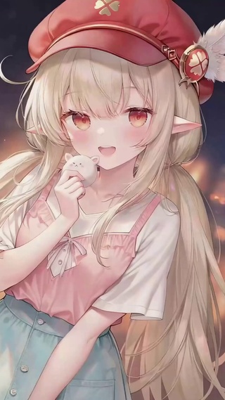 夜晚都市可爱精灵美少女