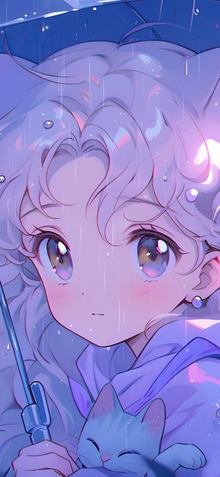 雨天治愈紫猫耳少女