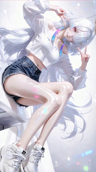 可爱甜美白毛女孩莫宁