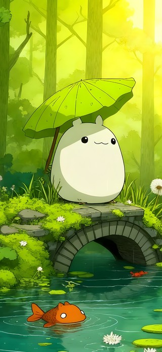 小白雨天森林溪水