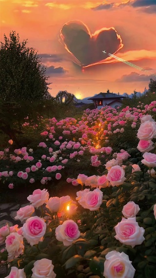 日落与玫瑰的浪漫