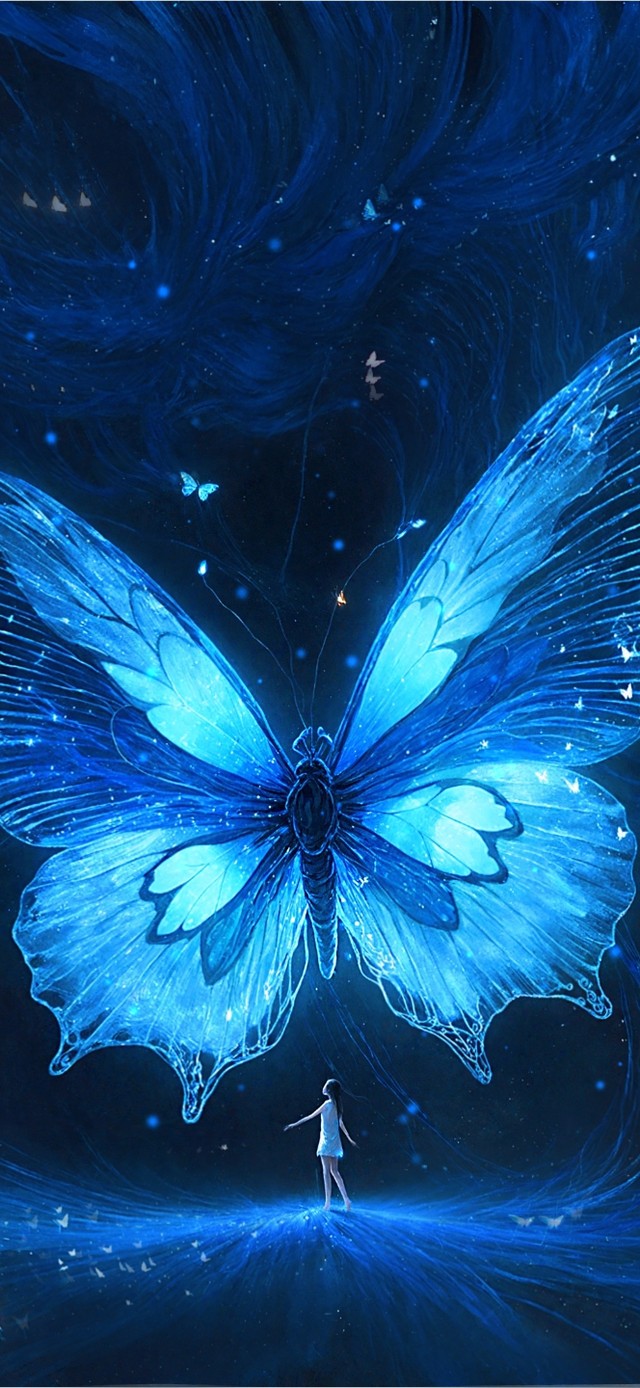 超唯美克莱因蓝荧光蝶