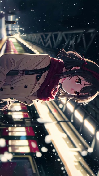 雪夜车站女孩
