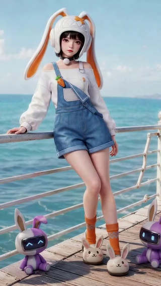 海边兔耳少女