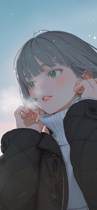 冬日雪景少女