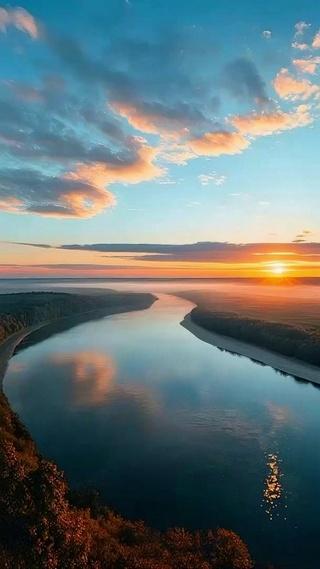 唯美夕阳小河4K