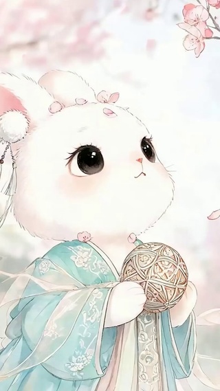樱花树木兔子