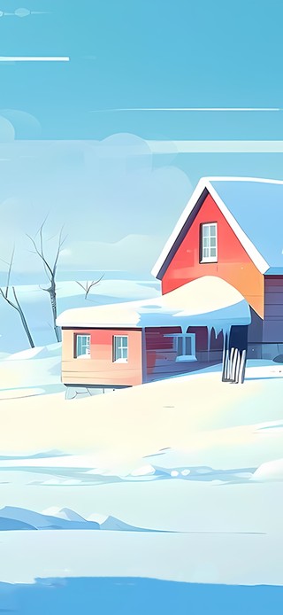 美丽的雪景小屋