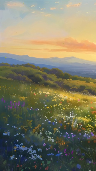 夕阳花草树木