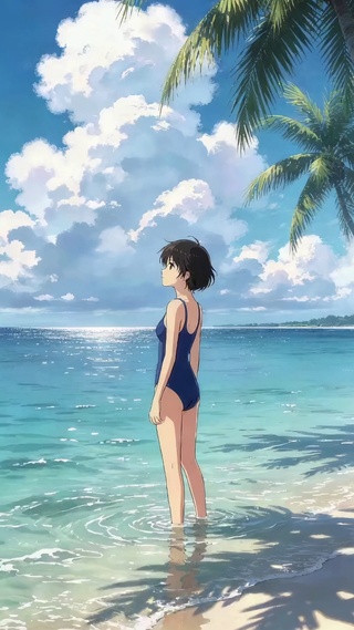 海边二次元女孩