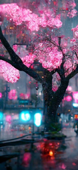 赛博朋克樱花雨季