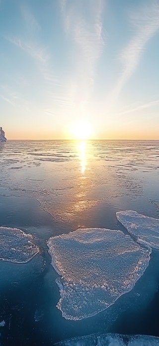 冬季结冰湖面