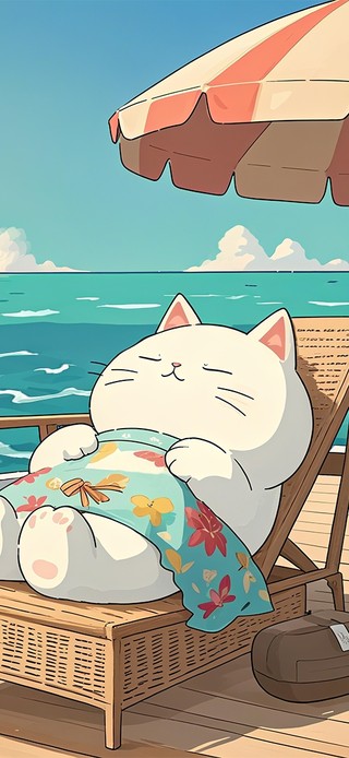 吹着海风的猫