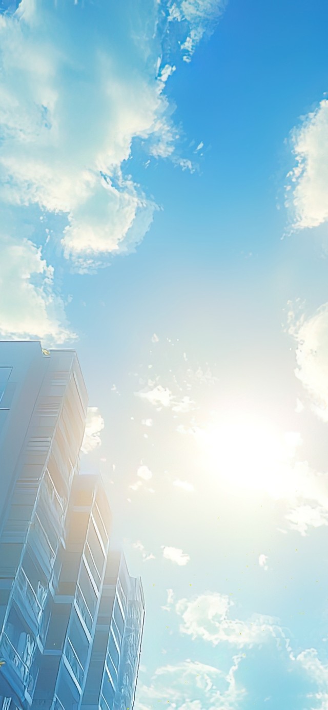 仰望城市夏日蓝天白云