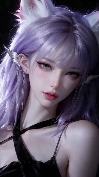 暗夜紫发狐耳美少女