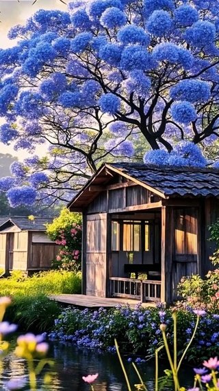 湖边木屋