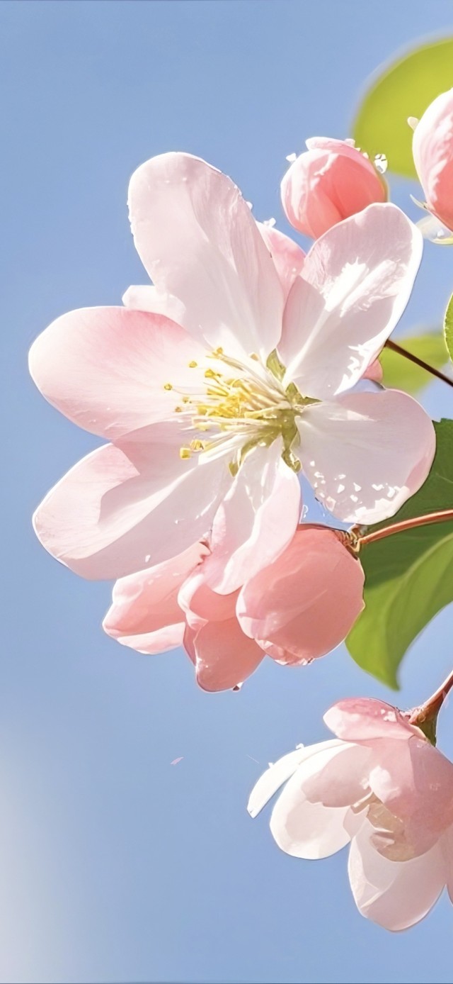 淡雅清新蓝天海棠