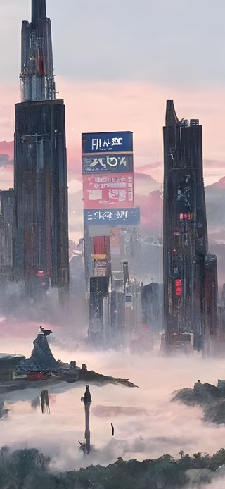 唯美晚霞云中城市