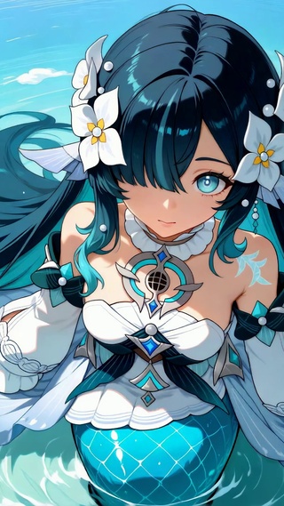 人鱼少女澄澈海面沃雅妮莎