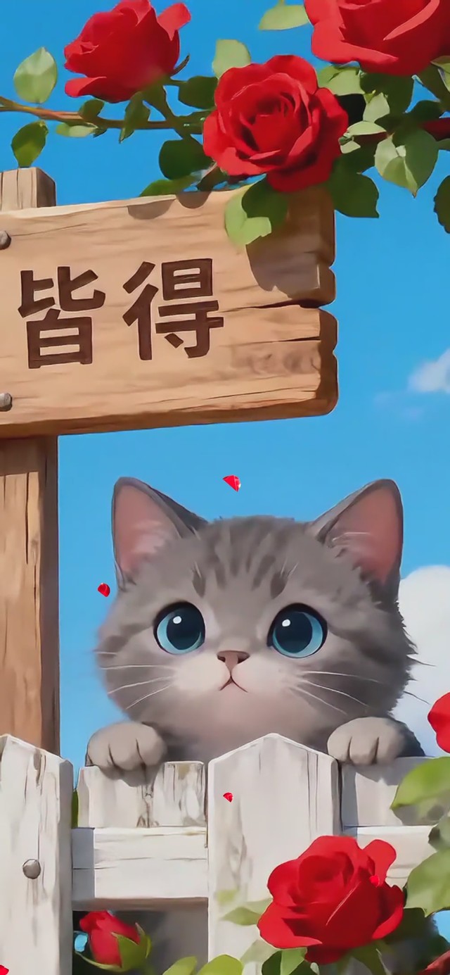 可爱玫瑰小猫