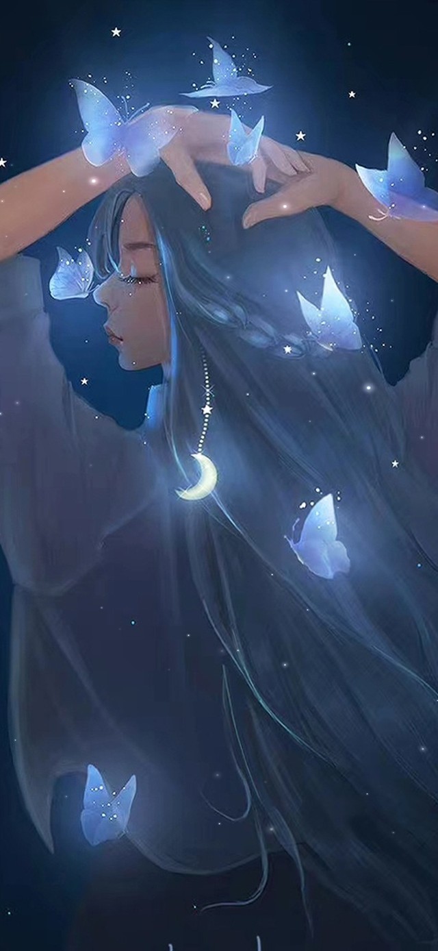 唯美荧光蝴蝶少女