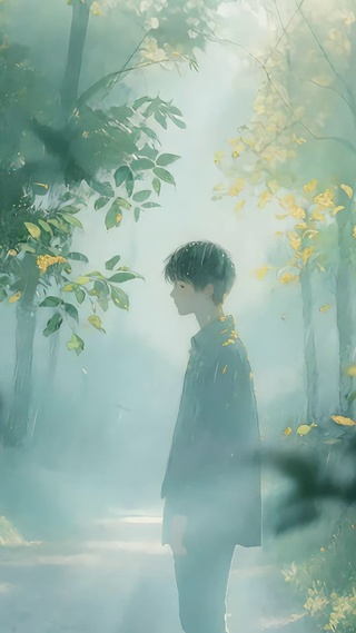 雨中少年