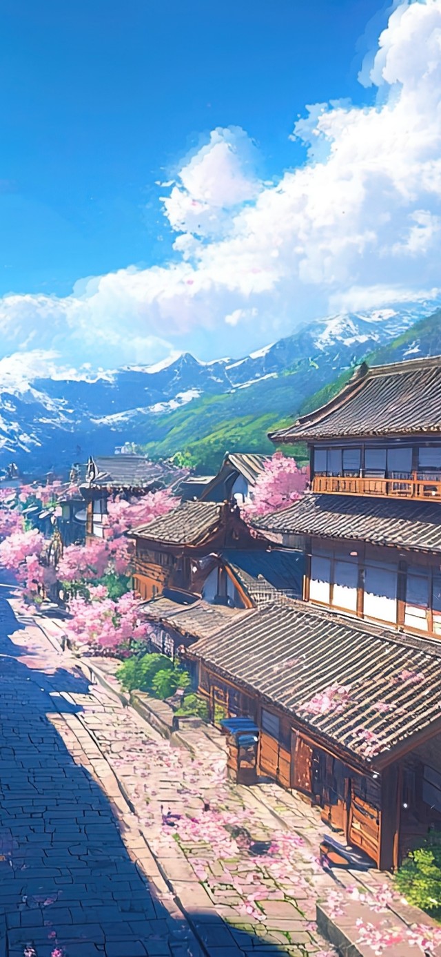 蓝天下的春日小城