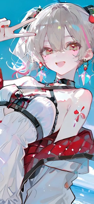 椿-海边泳装少女