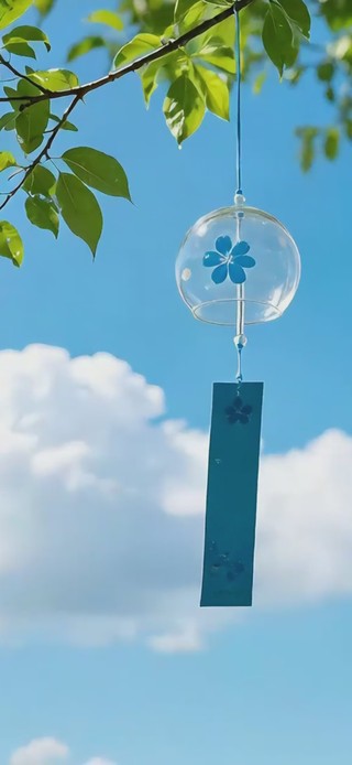 窗纱绿叶风铃