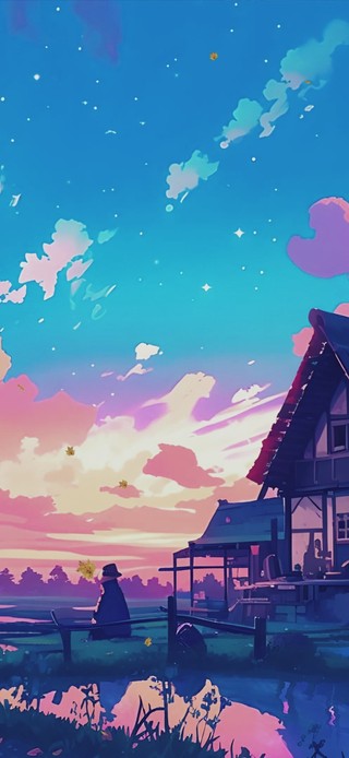 动漫AI夕阳风景